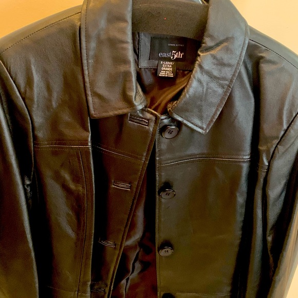 Black leather jacket worn once - Picture 3 of 4